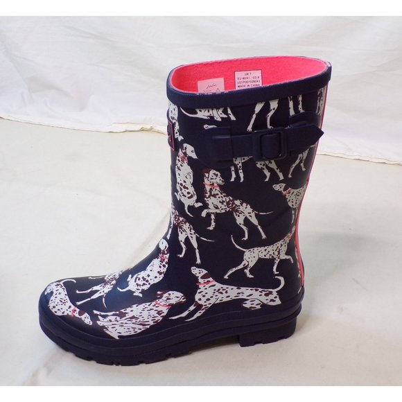 JOULES Molly Welly Mid-Height Rubber Rain Boots Geo Dog 10 NEW - Picture 3 of 7